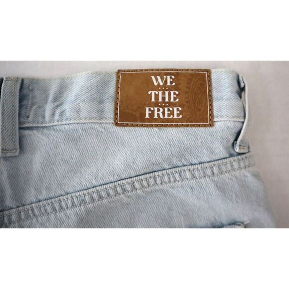 We The Free OB1712345 Women Sz 25 Blue Ivy Mid-Rise Button-Fly Raw Hem Shorts - Picture 5 of 10